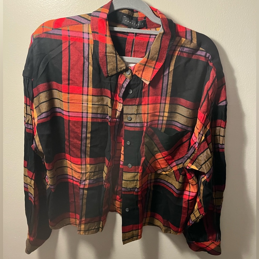 brand new red plaid top, Sanctuary, size XL